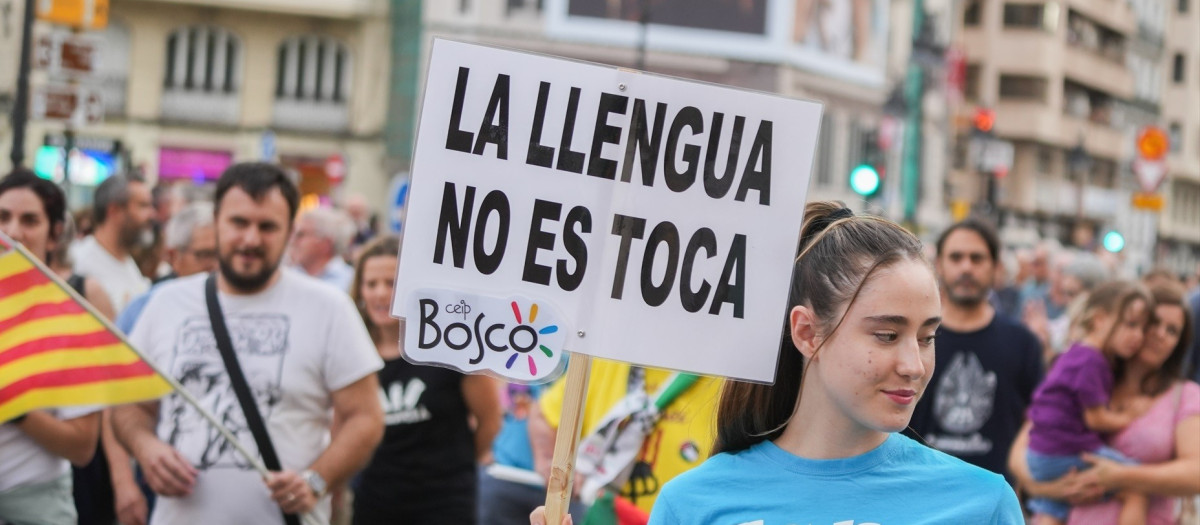 Manifestación de Plataforma per la Llengua en Valencia, el pasado octubre