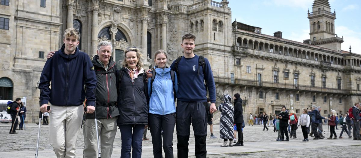 Mandatory Credit: Photo by Shutterstock (15256574g)
Prince Emmanuel, King Philippe - Filip of Belgium, Queen Mathilde of Belgium, Princess Eleonore and Prince Gabriel pictured during a royal walk along part of the famous 'Camino de Compostela' pilgrimage route in Santiago de Compostela, Spain on Wednesday 16 April 2025. This year, the Belgian Royals will cover the final stretch and arrive at their final destination: the main square of Santiago de Compostela and its magnificent cathedral.
Royals Walk Santiago De Compostela, Santiago De Compostela, Spain - 16 Apr 2025 *** Local Caption *** .