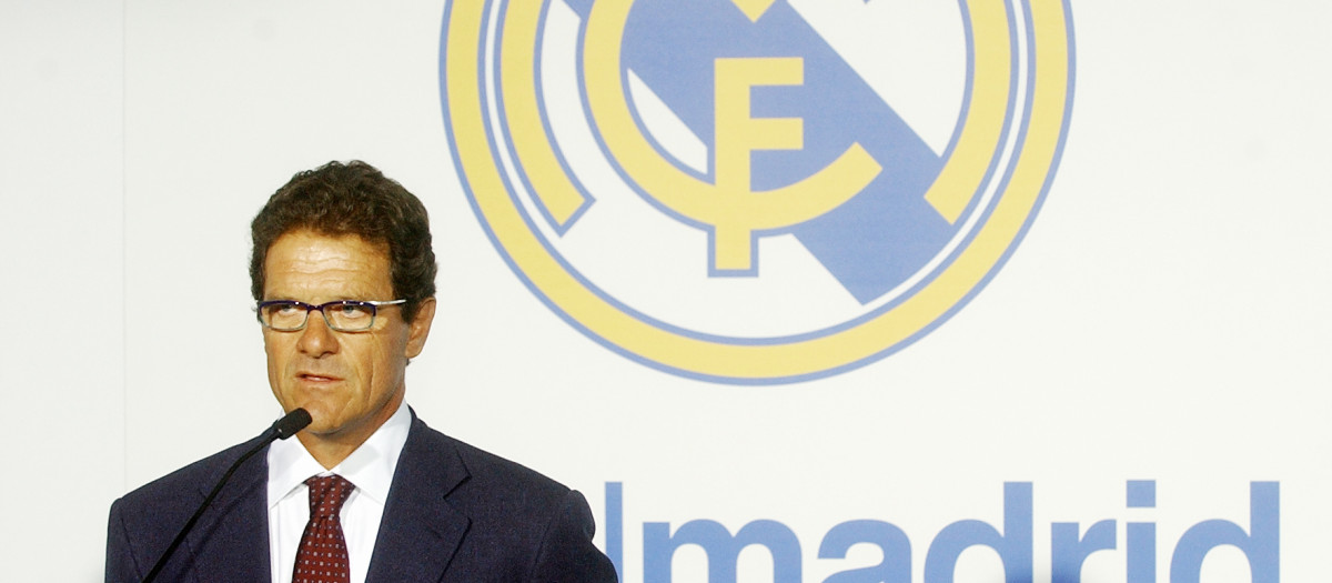 Fabio Capello en su presentación con el Real Madrid