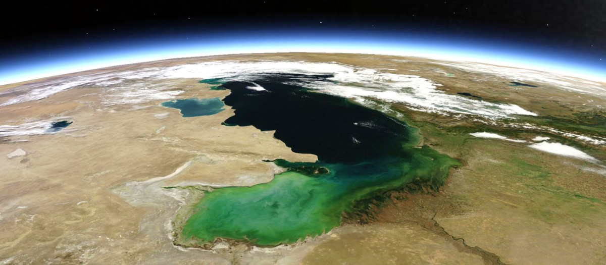 Imagen satelital del mar Caspio