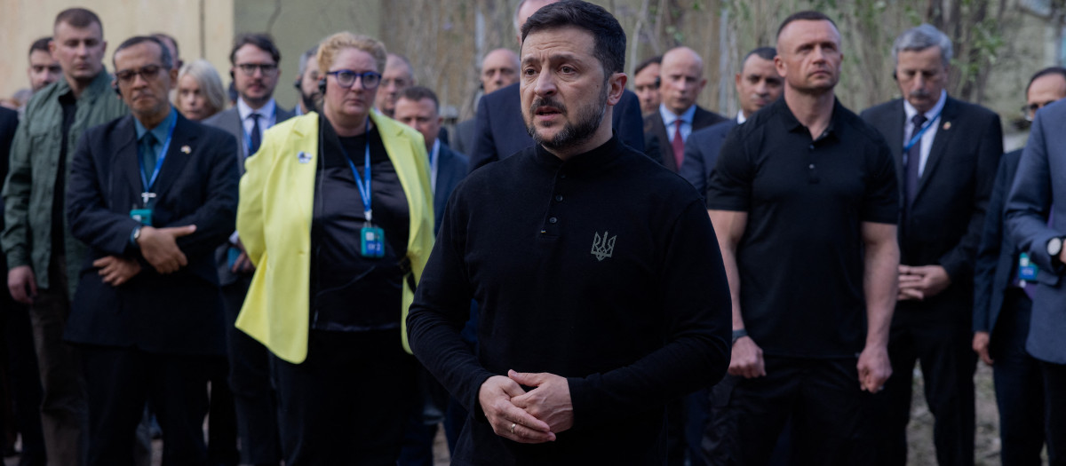 El presidente ucraniano Volodímir Zelenski en un encuentro con periodistas en Kiev
