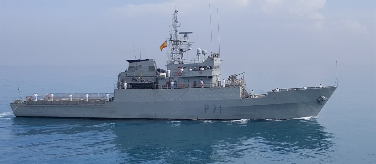 El Patrullero de altura 'Serviola' en una misión de vigilancia
REMITIDA / HANDOUT por LA ARMADA
Fotografía remitida a medios de comunicación exclusivamente para ilustrar la noticia a la que hace referencia la imagen, y citando la procedencia de la imagen en la firma
25/4/2025