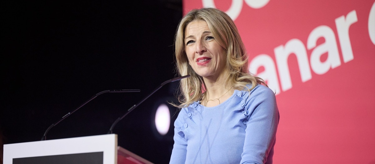 La vicepresidenta segunda y ministra de Trabajo y Economía Social, Yolanda Díaz, en un acto de Sumar
