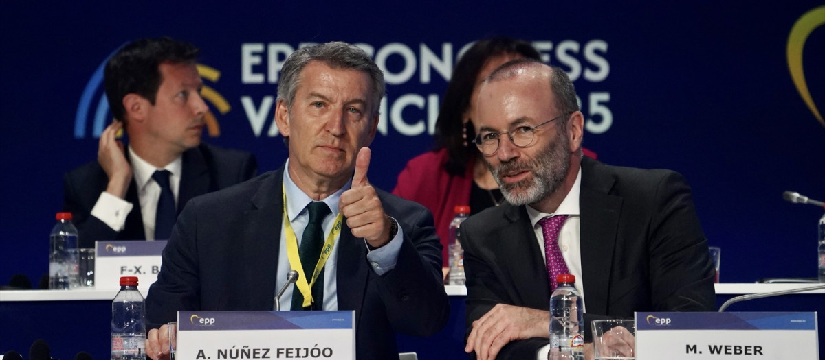 Alberto Núñez Feijóo y Manfred, en el Congreso del PPE celebrado en Valencia