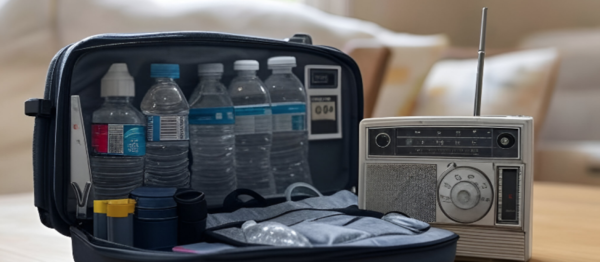 Imagen de un kit de emergencias junto a un transistor