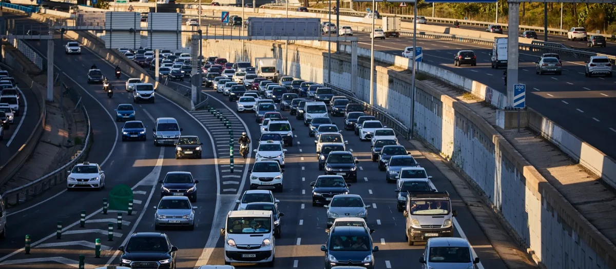 Tráfico en la M-30 en Madrid