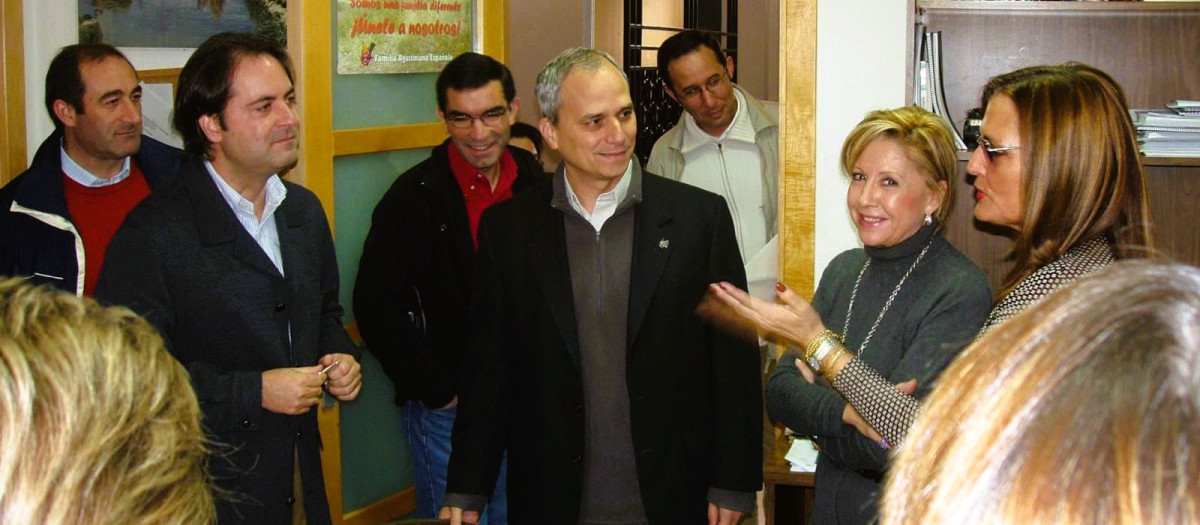 El entonces cardenal Prevost en su visita al colegio San Agustín de Madrid