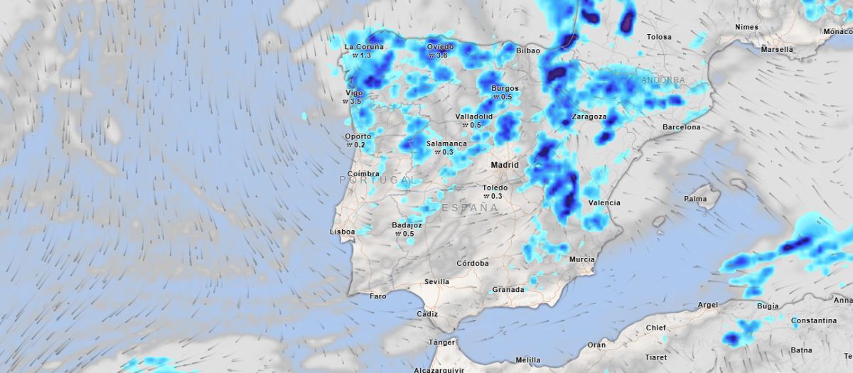 Precipitaciones en España para este sábado