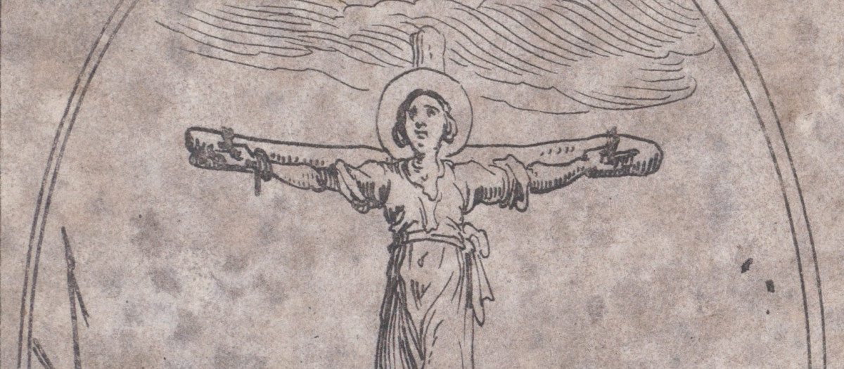 La niña santa Eulalia, mártir cristiana, en una ilustración de 1636