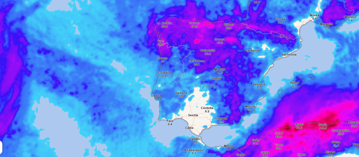 Precipitación acumulada hasta el viernes