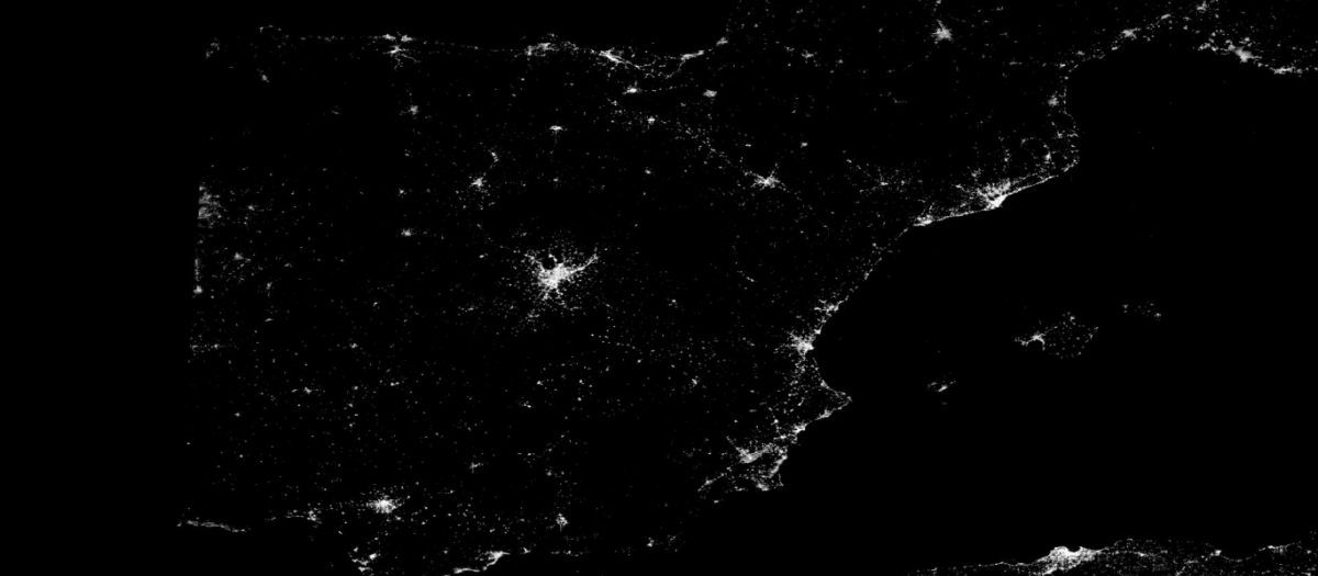 Emisiones de luz nocturna durante el apagón en España y Portugal