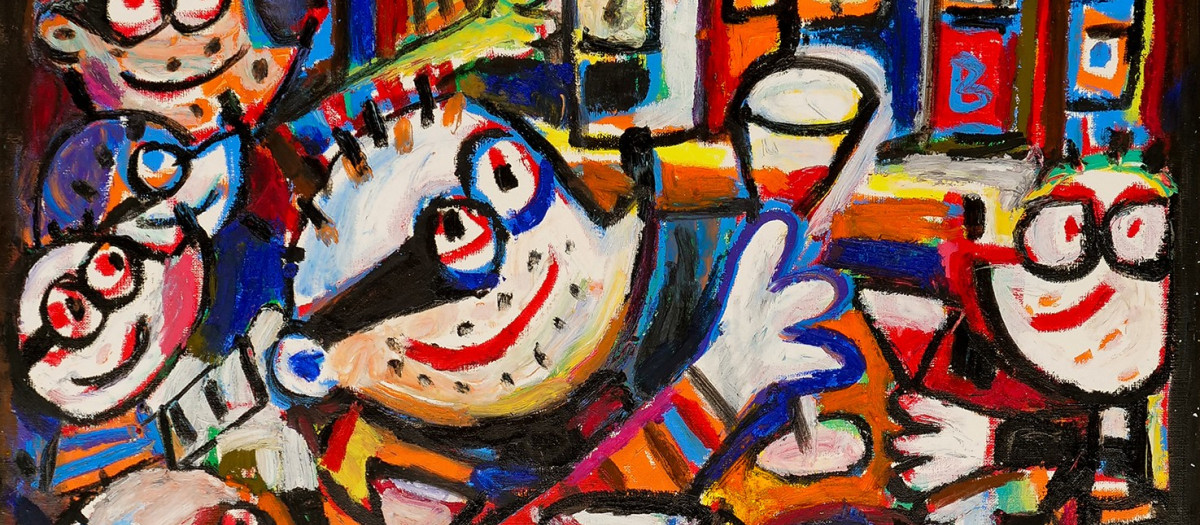 Detalle de una de las piezas de Javier Mariscal expuestas en el Dry Martini