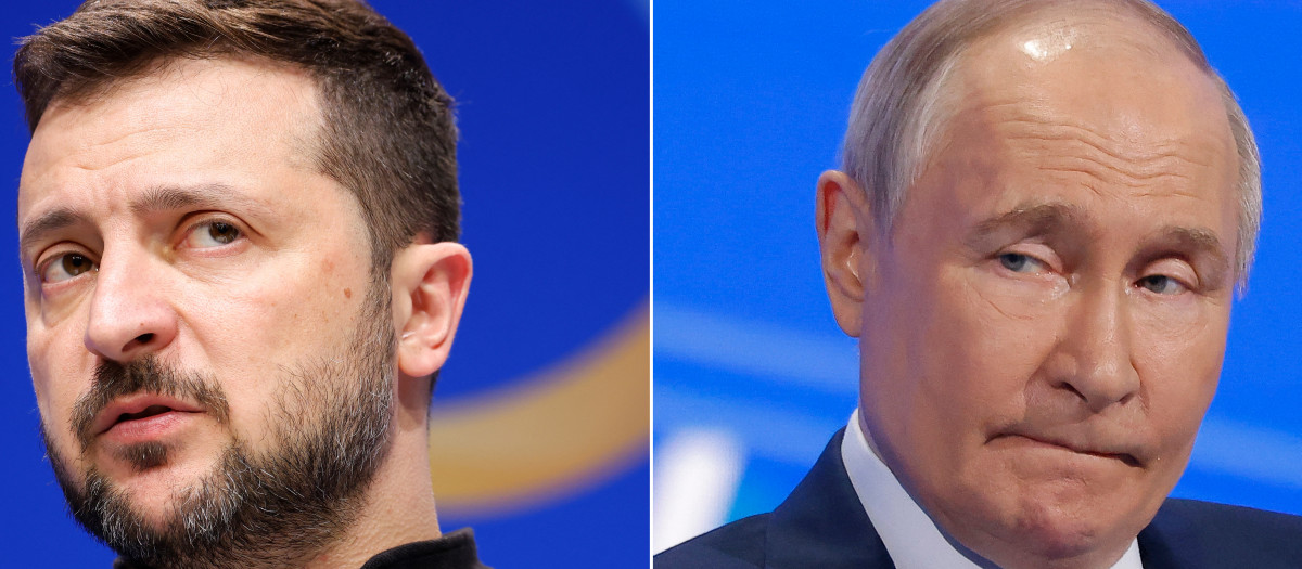 Combinación de imágenes del presidente de Ucrania, Volodimir Zelenski, y el presidente de Rusia, Vladimir Putin