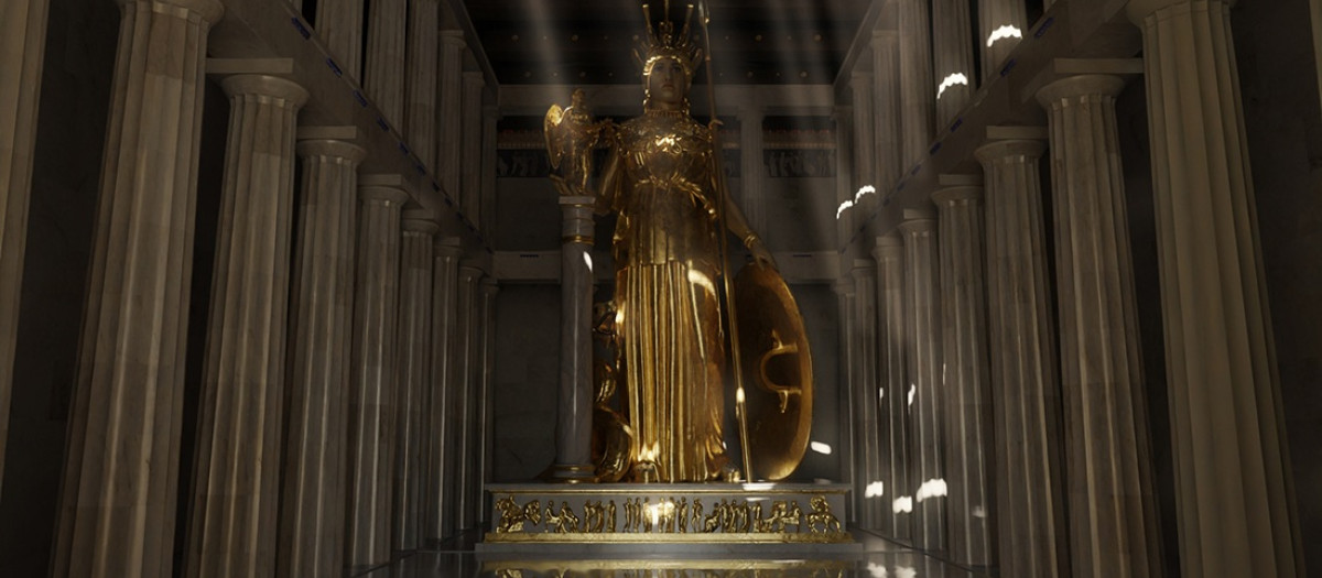 Reconstrucción del interior del Partenón realizada por el arqueólogo Juan de Lara