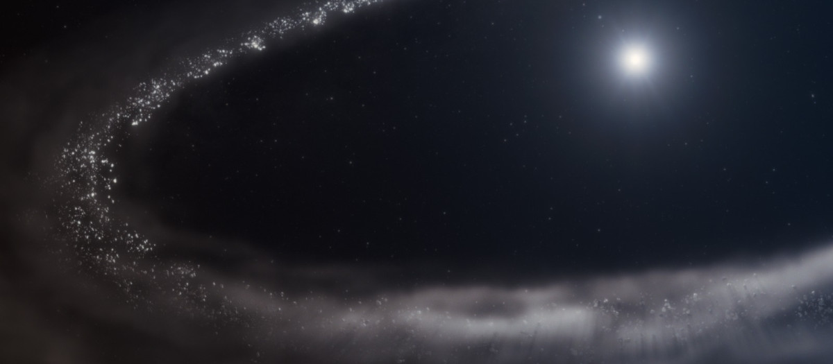 Por primera vez, los investigadores confirmaron la presencia de hielo de agua cristalino en un disco de escombros polvorientos que orbita una estrella similar al Sol, utilizando el Telescopio Espacial James Webb de la NASA