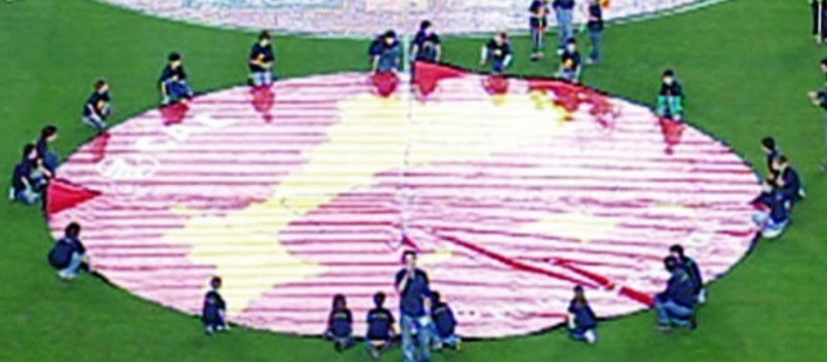 ´Pancarta a favor de los 'países catalanes', en 2005, en el Camp Nou de Barcelona