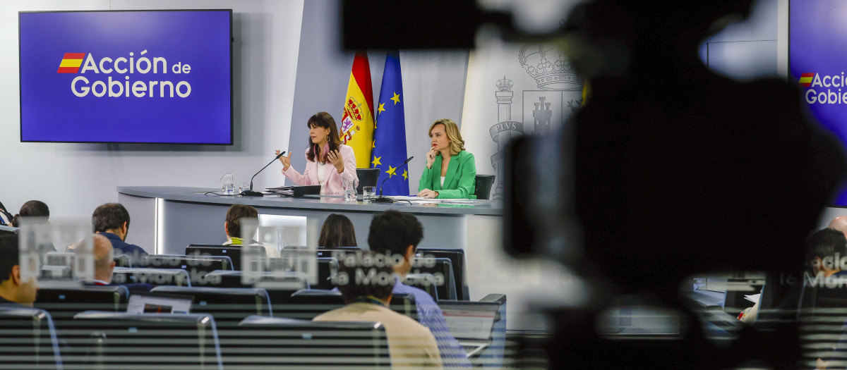 La portavoz del Gobierno y la ministra de Igualdad, este martes en la Moncloa