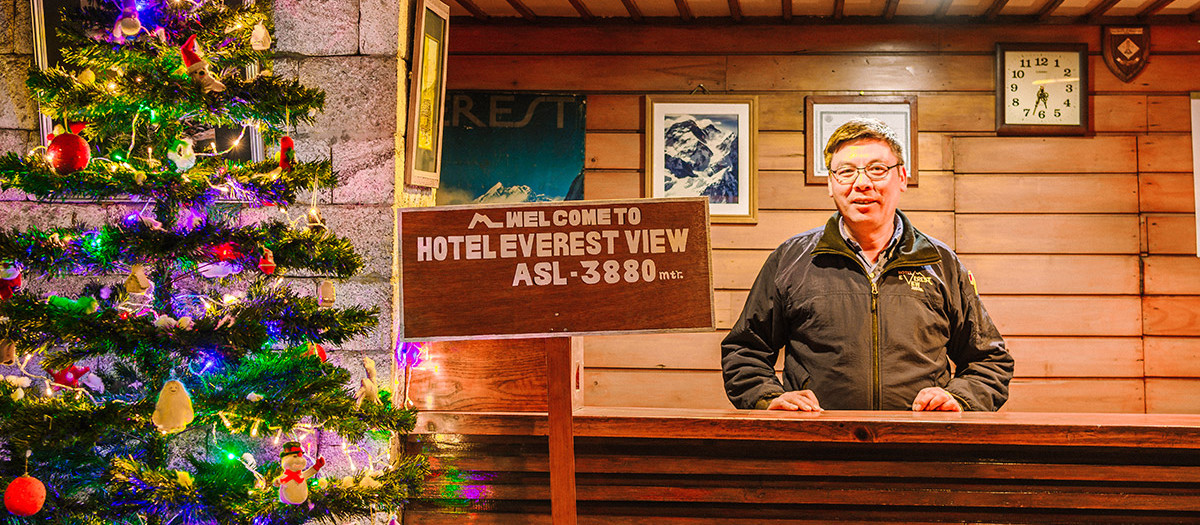 Recepción del Everest View en las fechas de Navidad.