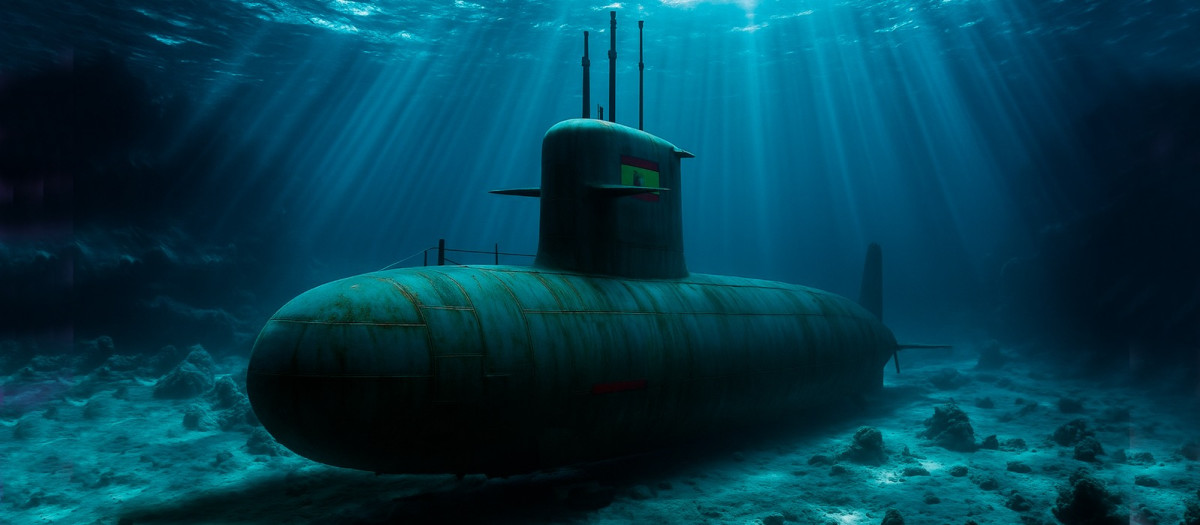 Recreación de un submarino de la clase S-80 que yace hundido en el lecho marino
