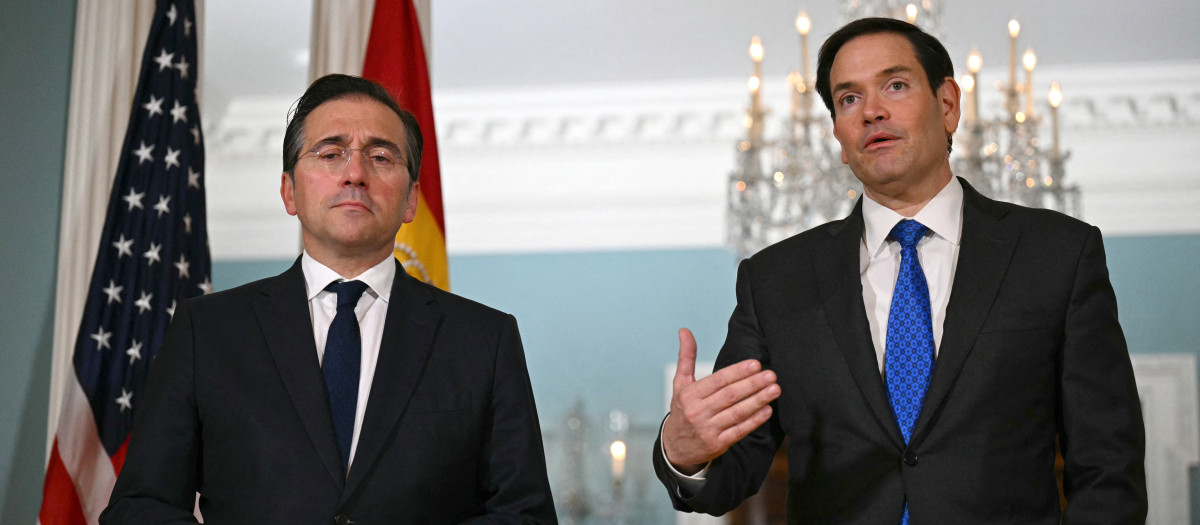 El ministro de Exteriores José Manuel Albares junto al Secretario de Estado de EE.UU. Marco Rubio en Washington D.C