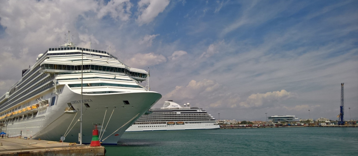 Cruceros atracados en el Puerto de Valencia.