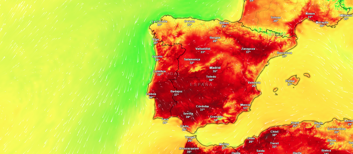 Máximas que se registrarán en España el próximo jueves