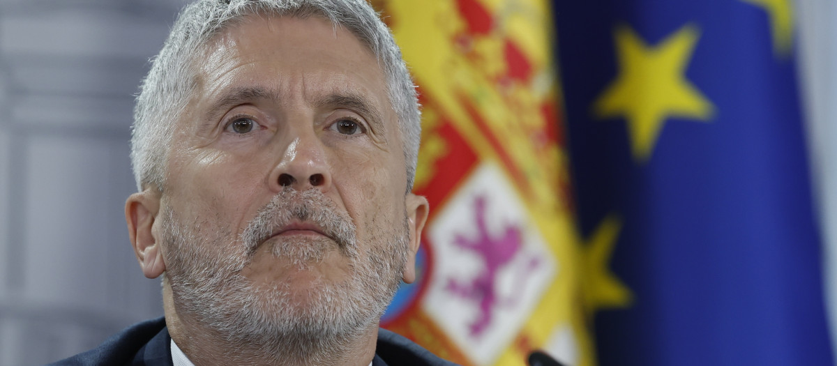 Fernando Grande-Marlaska, durante la rueda de prensa en la Moncloa