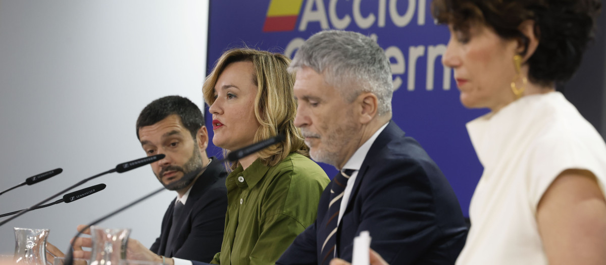 Los ministros Saiz, Grande-Marlaska, Alegría y Bustinduy