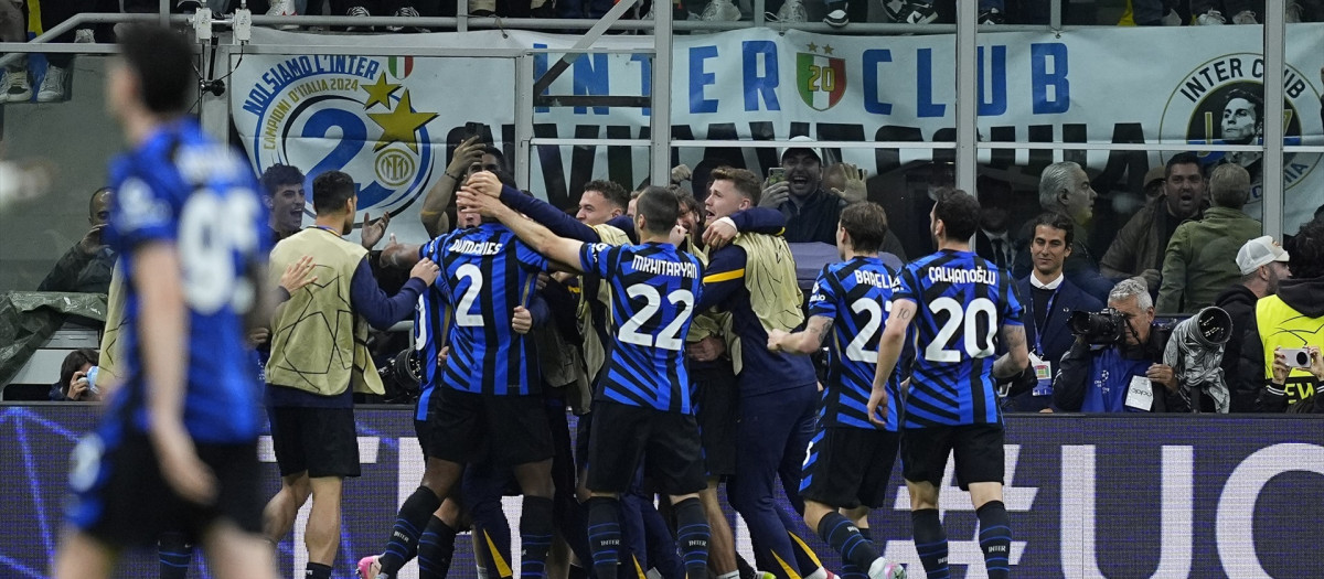 Lautaro Martínez celebra un gol esta temporada
