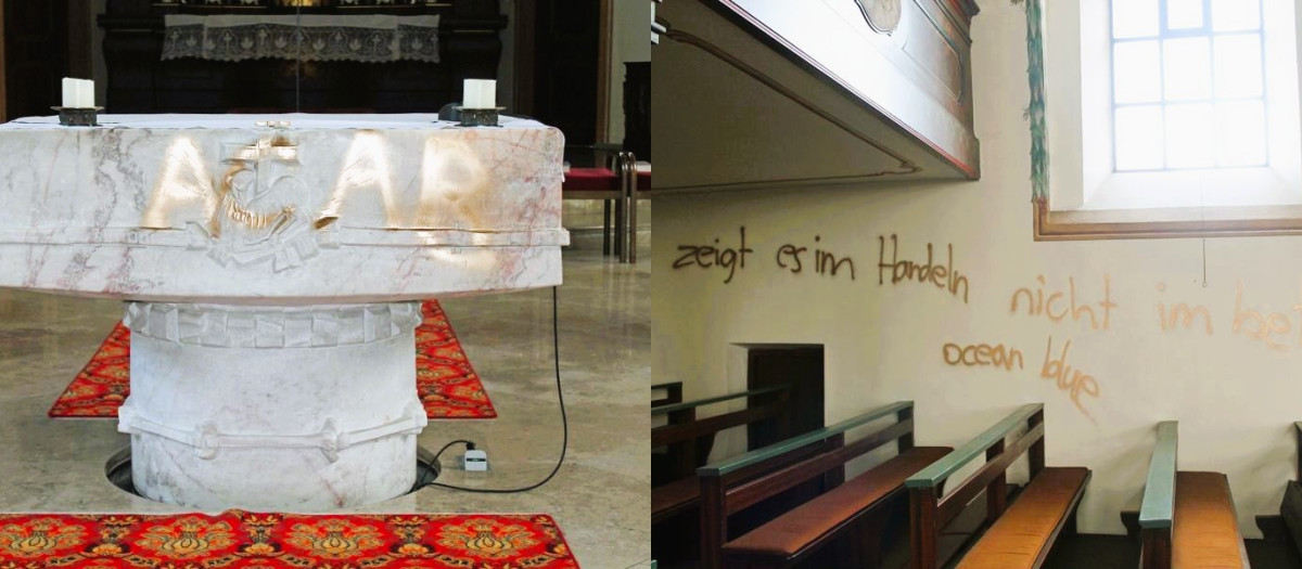 La iglesia de San Miguel, en Vöhringen (Alemania), apareció así hace un tiempo, en una tendencia que se ha recrudecido en los últimos años