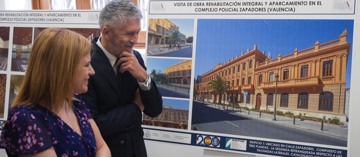Marlaska visitó el pasado lunes las obras del Complejo Policial de Zapadores (Valencia), uno de los que van con retraso