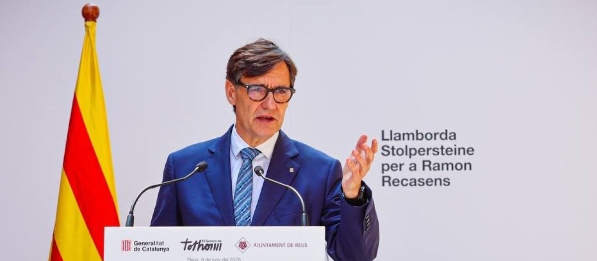 El presidente de la Generalitat, Salvador Illa, en una imagen de archivo
REMITIDA / HANDOUT por GENERALITAT DE CATALUNYA - JORDI BEDMAR
Fotografía remitida a medios de comunicación exclusivamente para ilustrar la noticia a la que hace referencia la imagen, y citando la procedencia de la imagen en la firma
09/6/2025