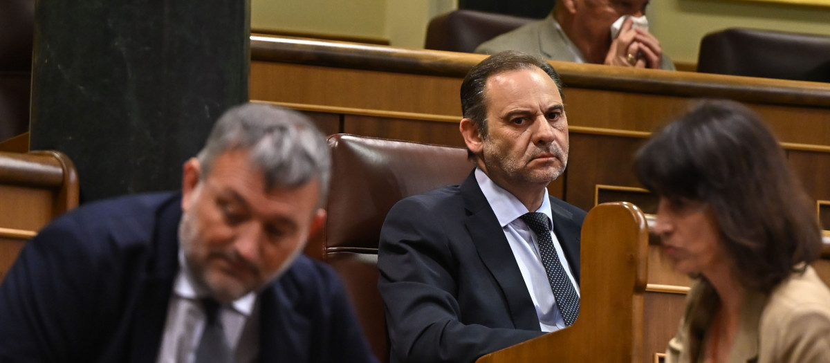 El diputado José Luis Ábalos en la bancada del Grupo Mixto en el Congreso