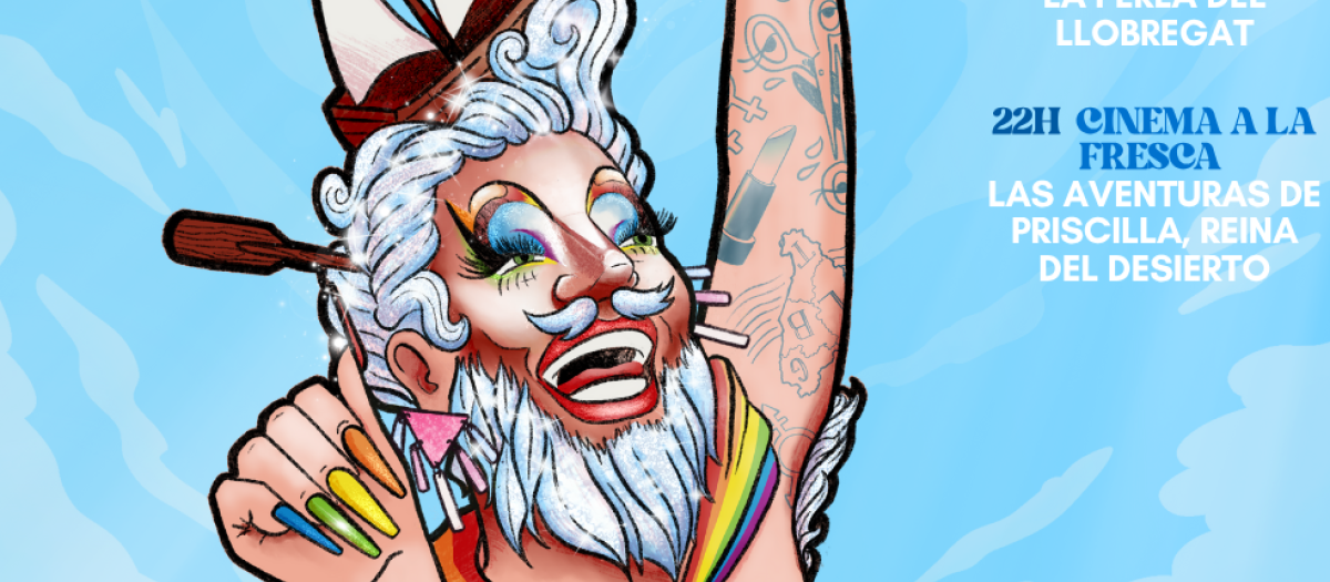 Detalle del cartel de presentación de la giganta 'drag queen' La Perla del Baix Llobregat
