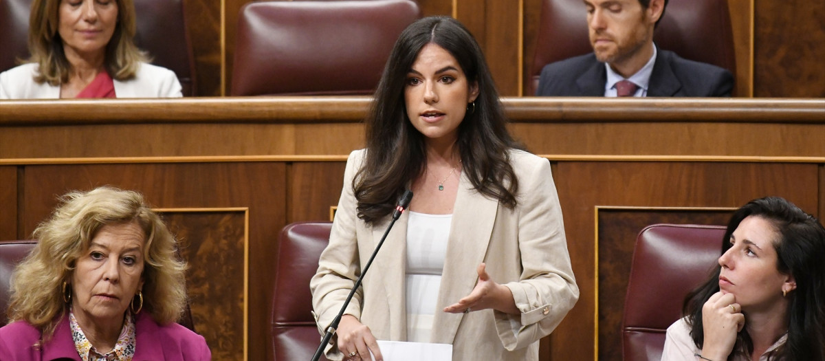 La portavoz de Vox en el Congreso, Pepa Millán, durante una sesión de control al Gobierno