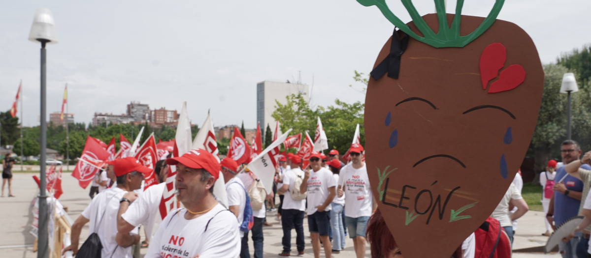 Trabajadores de Azucarera de conectan frente a la sede de las Cortes para defender sus puestos de trabajo