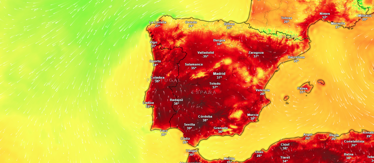 Temperaturas para este lunes a las 15:00