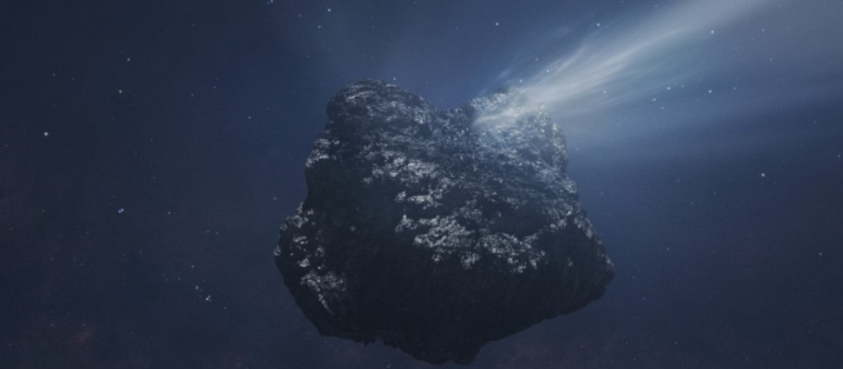 Una representación artística del cometa C/2014 UN271, el cometa más grande conocido en la Nube de Oort