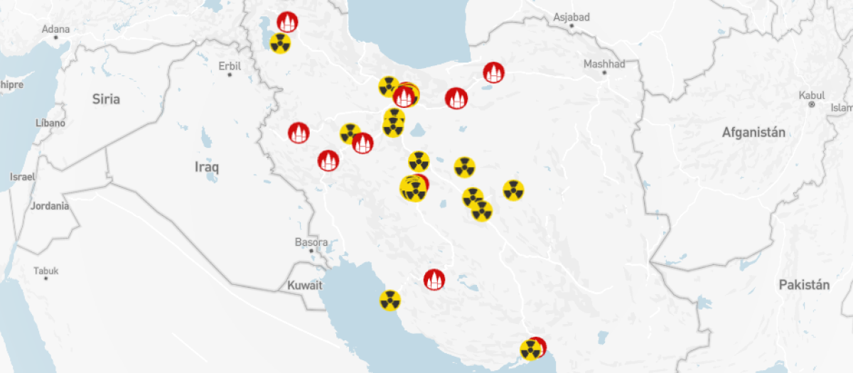 Mapa de las instalaciones nucleares y de misiles en Irán