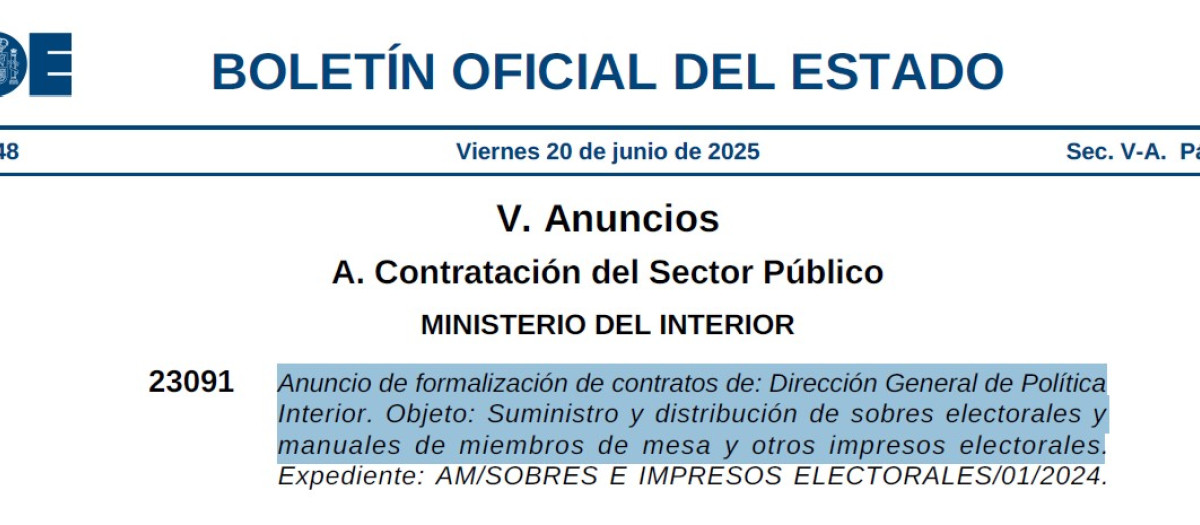 Captura de la publicación del BOE