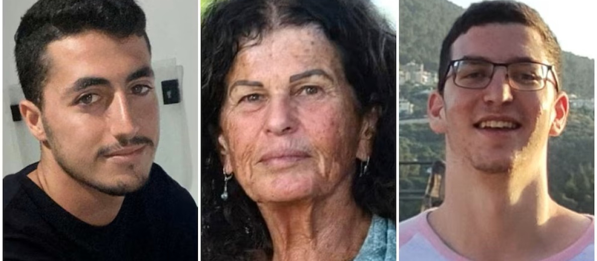 Imagen de los rehenes israelíes cuyos cuerpos han sido recuperados, Jonathan Samrano, Ofra Kedar y Shai Levinson
