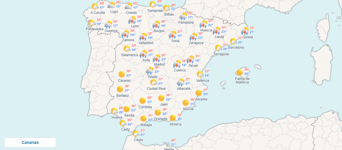 Previsión meteorológica en la Península este sábado 5 de julio