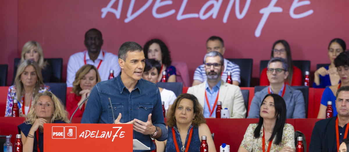 El secretario general del PSOE y presidente del Gobierno, Pedro Sánchez, durante el Comité Federal