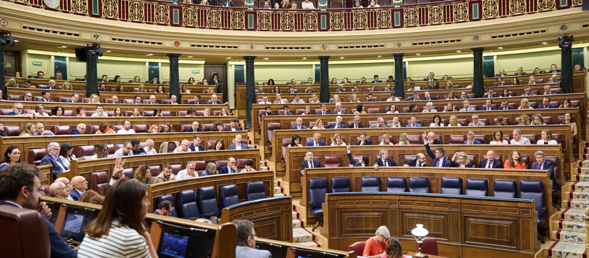 Hemiciclo durante el pleno extraordinario en el Congreso de los diputados,
08/7/2025