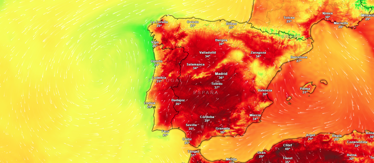 Mapa de temperaturas para este miércoles