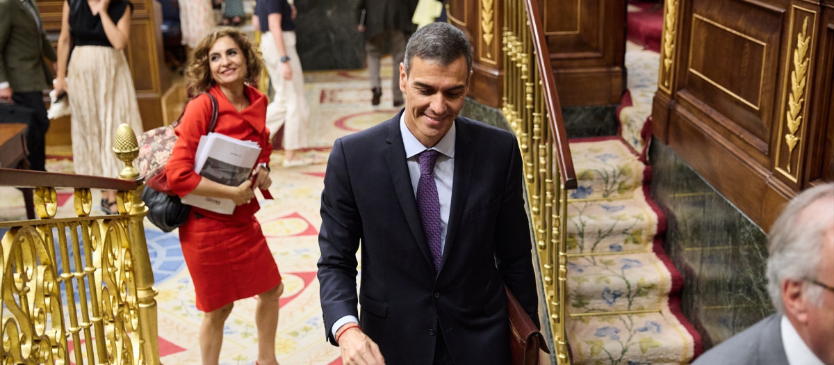 El presidente del Gobierno, Pedro Sánchez, durante un pleno extraordinario, en el Congreso