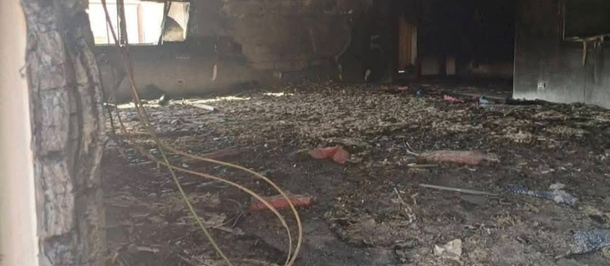 Estado de la mezquita de Piera tras el incendio