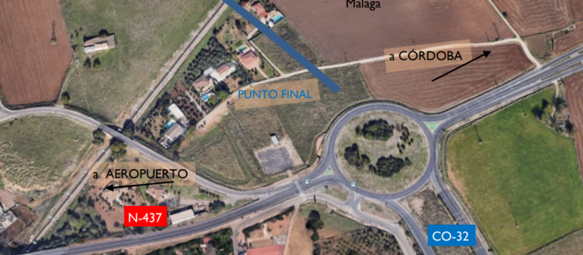 Arranque del tramo de la Variante Oeste desde la carretera del Aeropuerto