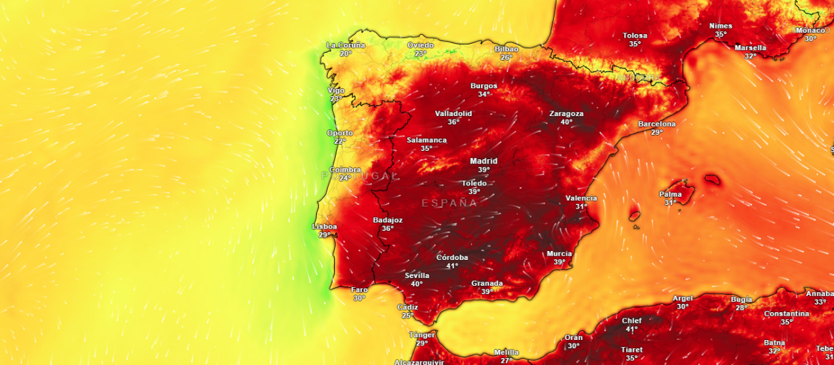 Temperaturas para este jueves a las 16:00