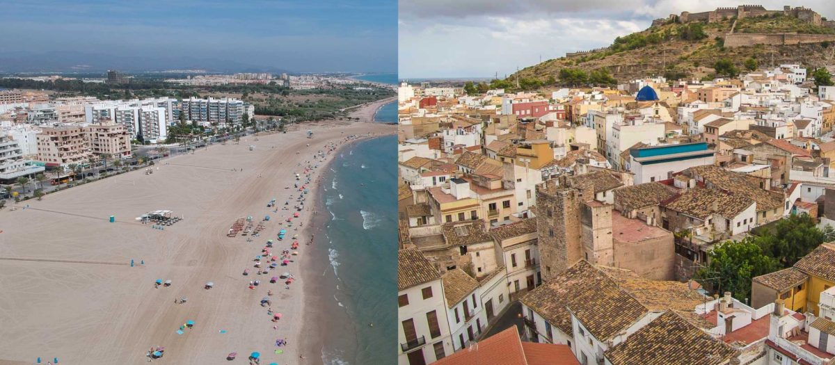 A la izquierda, imagen de la zona del Puerto de Sagunto y a la derecha el municipio de Sagunto